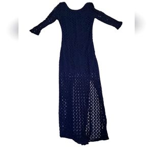 FOREVER 21 long navy blue form fitting dress size M